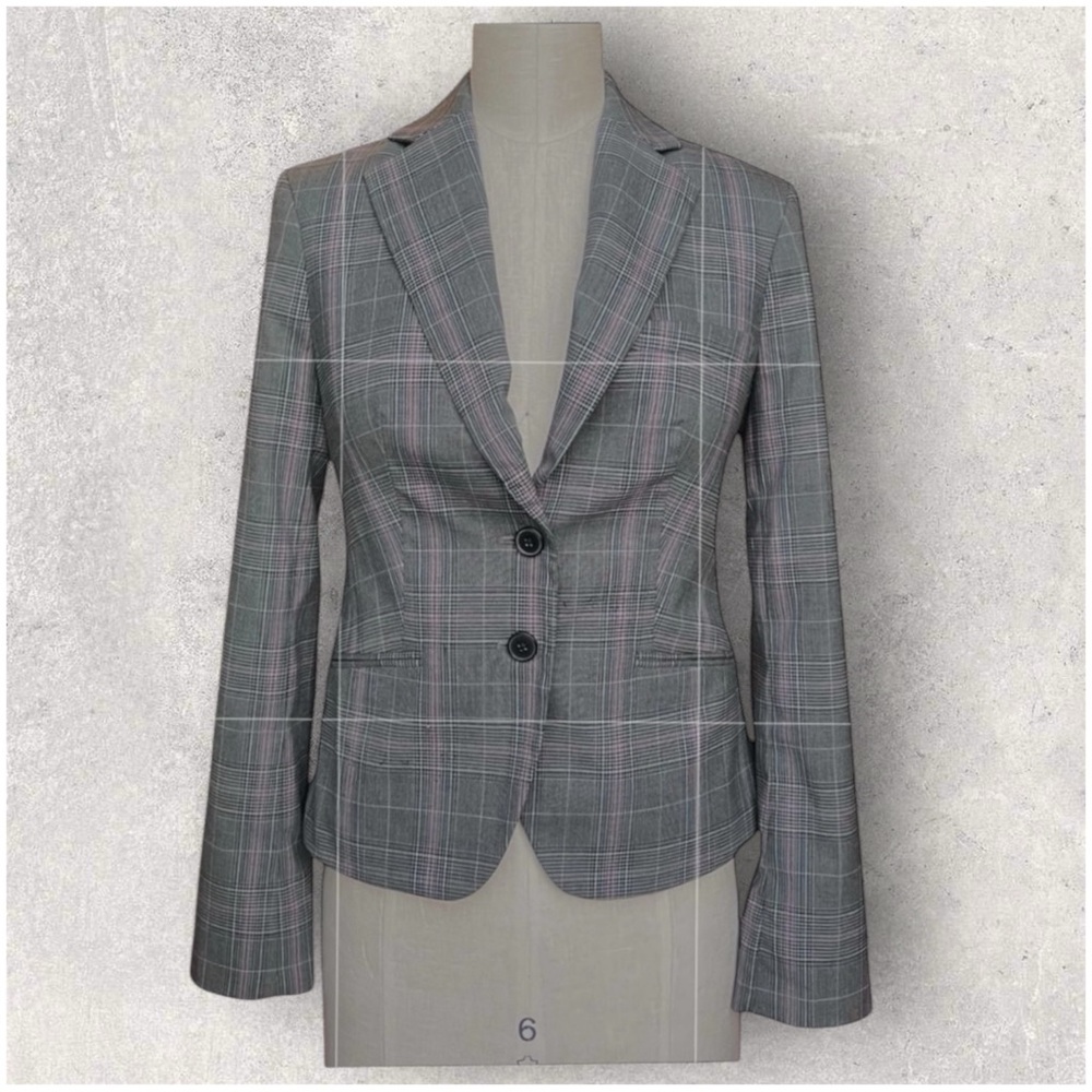 Victoria's Secret Plaid Blazer Gray Pink